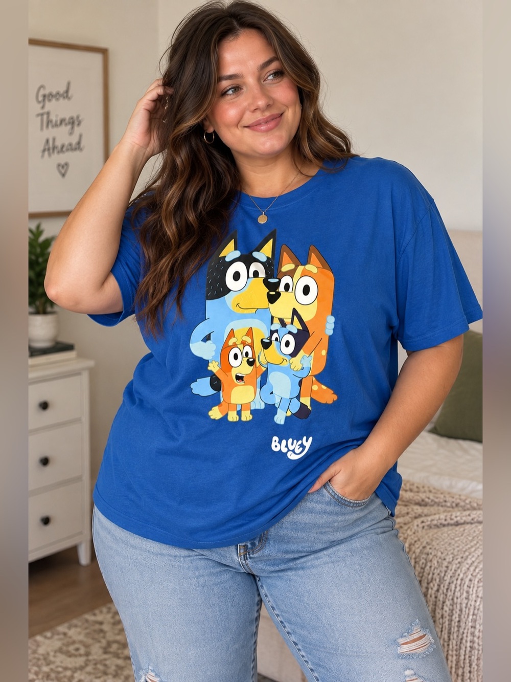 Bluey Graphic T-Shirt XL NWT – Family Cartoon Print Tee